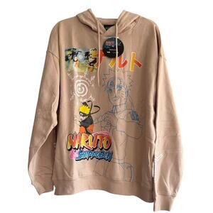 Naruto Shippuden Hoodie Pullover Beige Graphic Anime Streetwear Unisex XL Rue 21